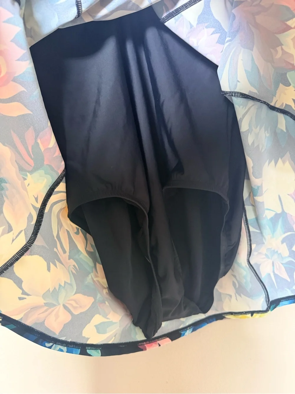 New Swim Solutions Women's Black Bow-Front Swim Dress Size 10 Floral Vacation - Picture 4 of 5